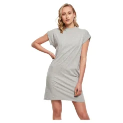 Build Your Brand Turtle Extended Shoulder Short Sleeve Short Dress