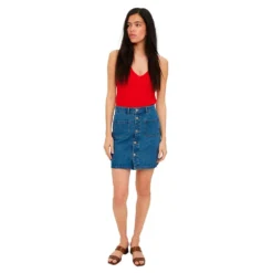 Vero Moda Harper Skater Pock High Waist Short Denim Skirt -Modaa Clothing Shop vero moda harper skater pock high waist short denim skirt 4
