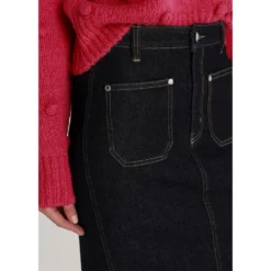 Plastron Denim Skirt -Modaa Clothing Shop victorio lucchino plastron denim skirt 2