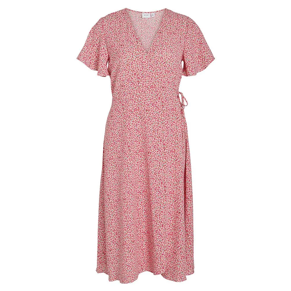 Vila Loe Short Sleeve Wrap Midi Dress 1 Vila Loe Short Sleeve Wrap Midi Dress